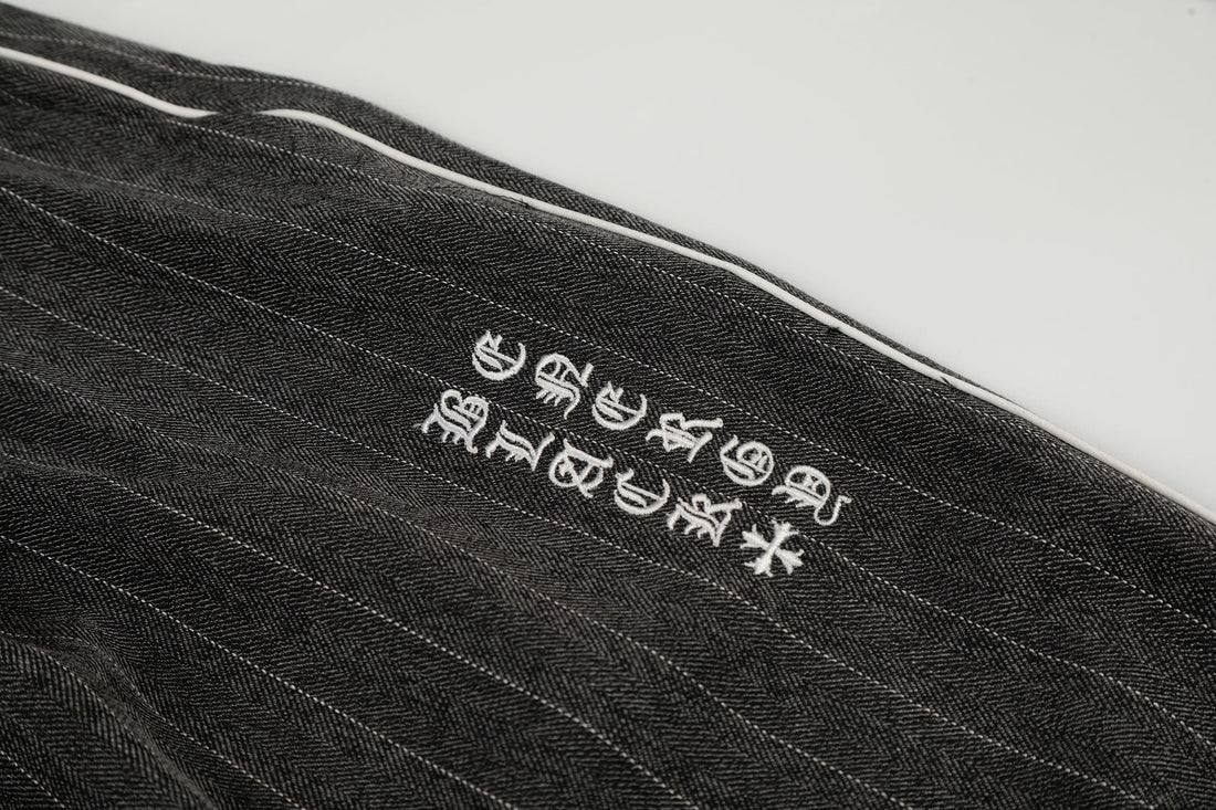 3-6-5.shop Pinstripe Wide-Leg Track Pants