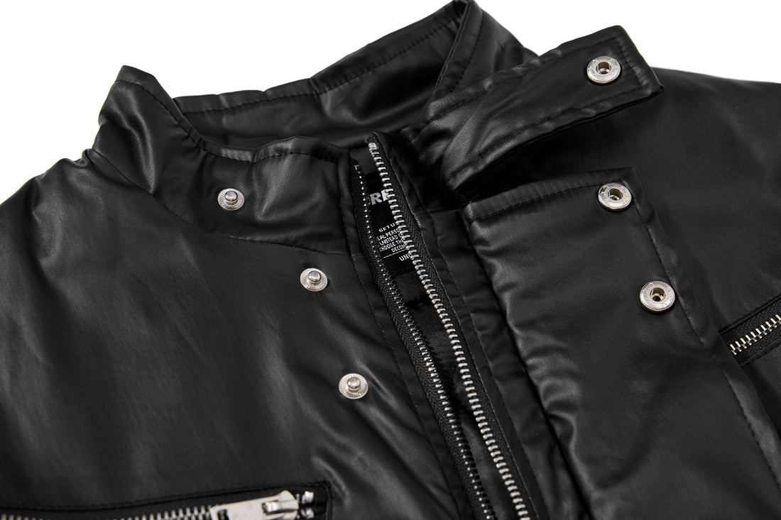 3-6-5.shop Dual-Zip PU Bomber Jacket