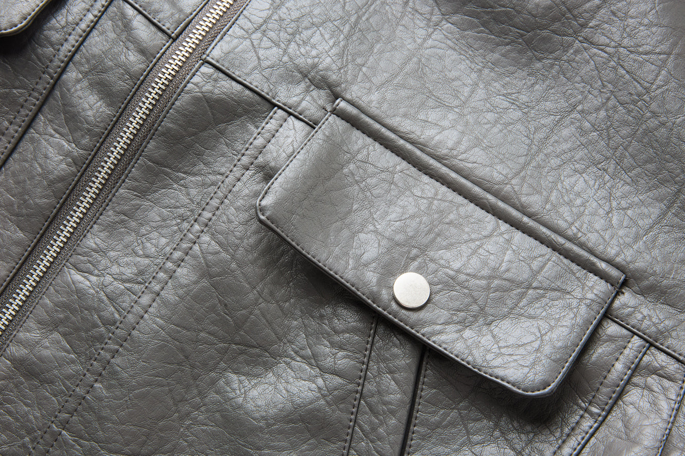 3-6-5.shop Classic Utility PU Jacket