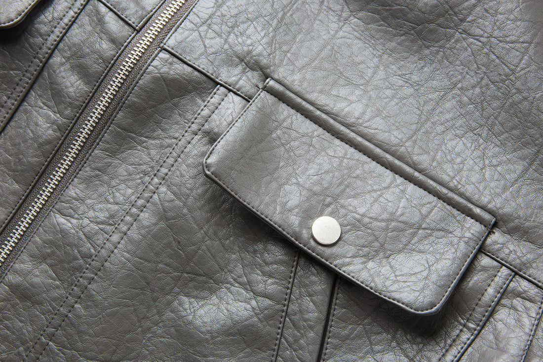 3-6-5.shop Classic Utility PU Jacket