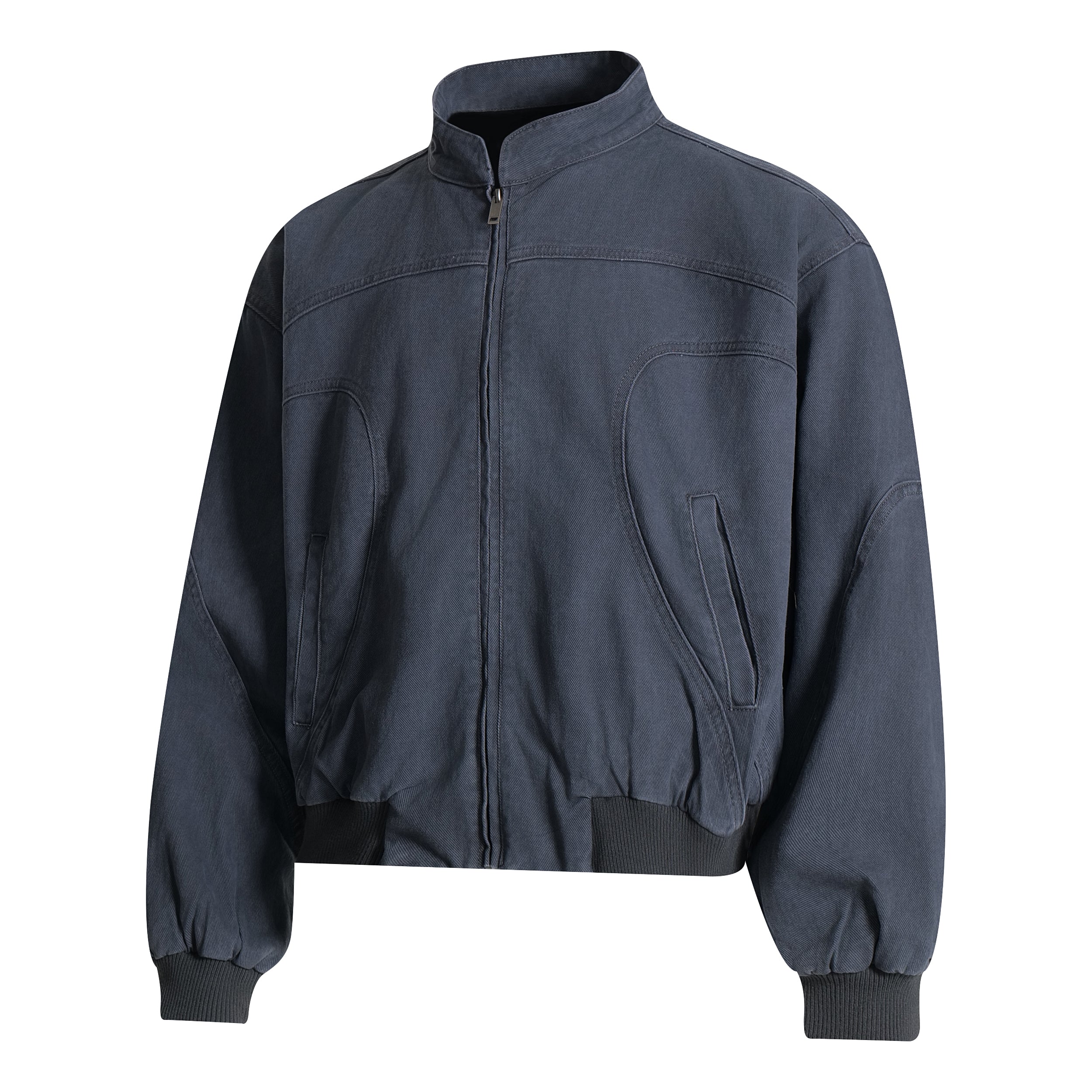 3-6-5.shop Washed Curved-Panel Bomber Jacket