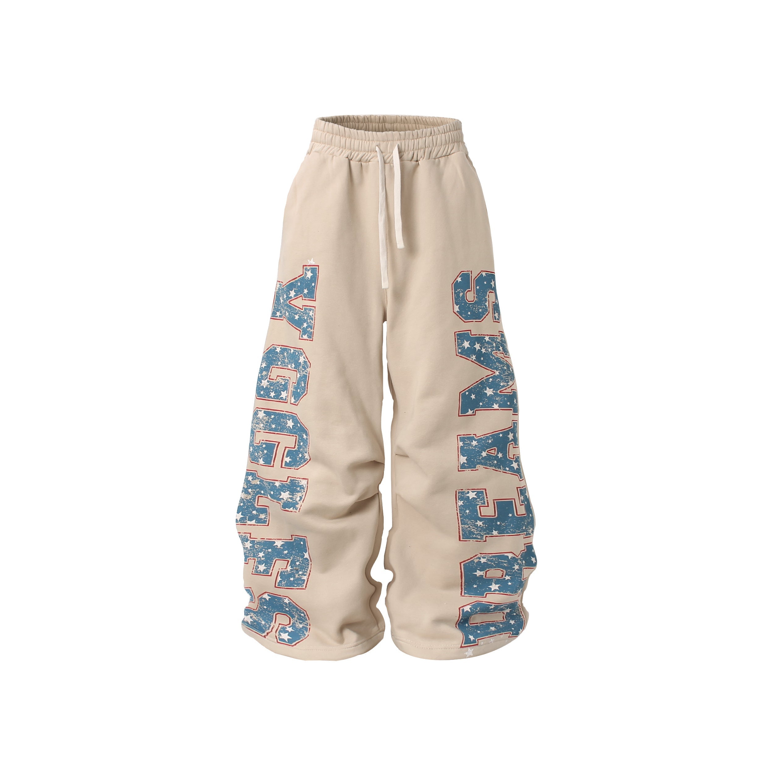 3-6-5.shop Fleece-Lined Retro Letter Wide-Leg Sweatpants