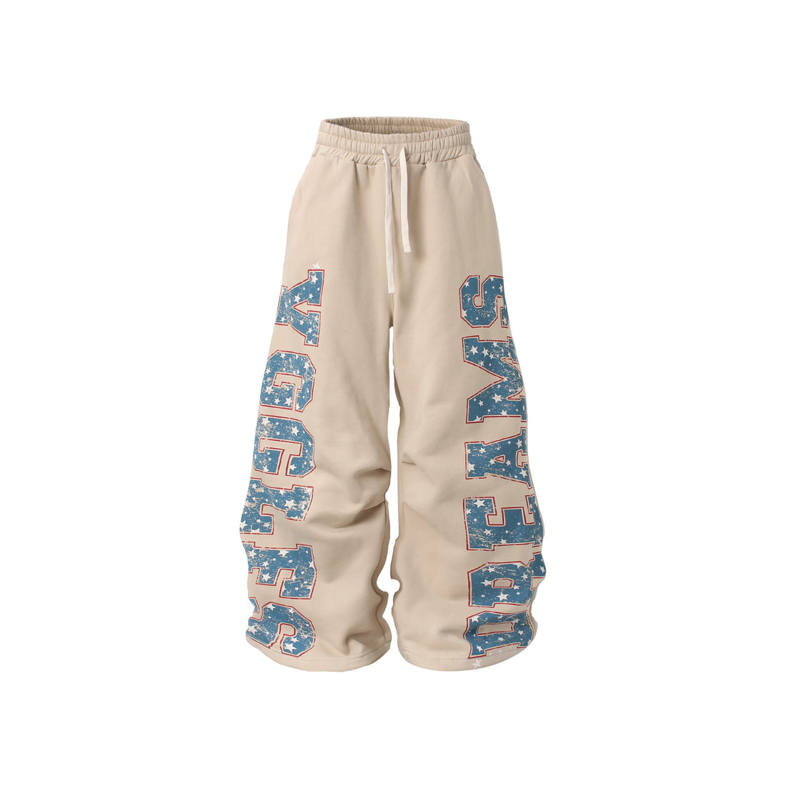 3-6-5.shop Fleece-Lined Retro Letter Wide-Leg Sweatpants