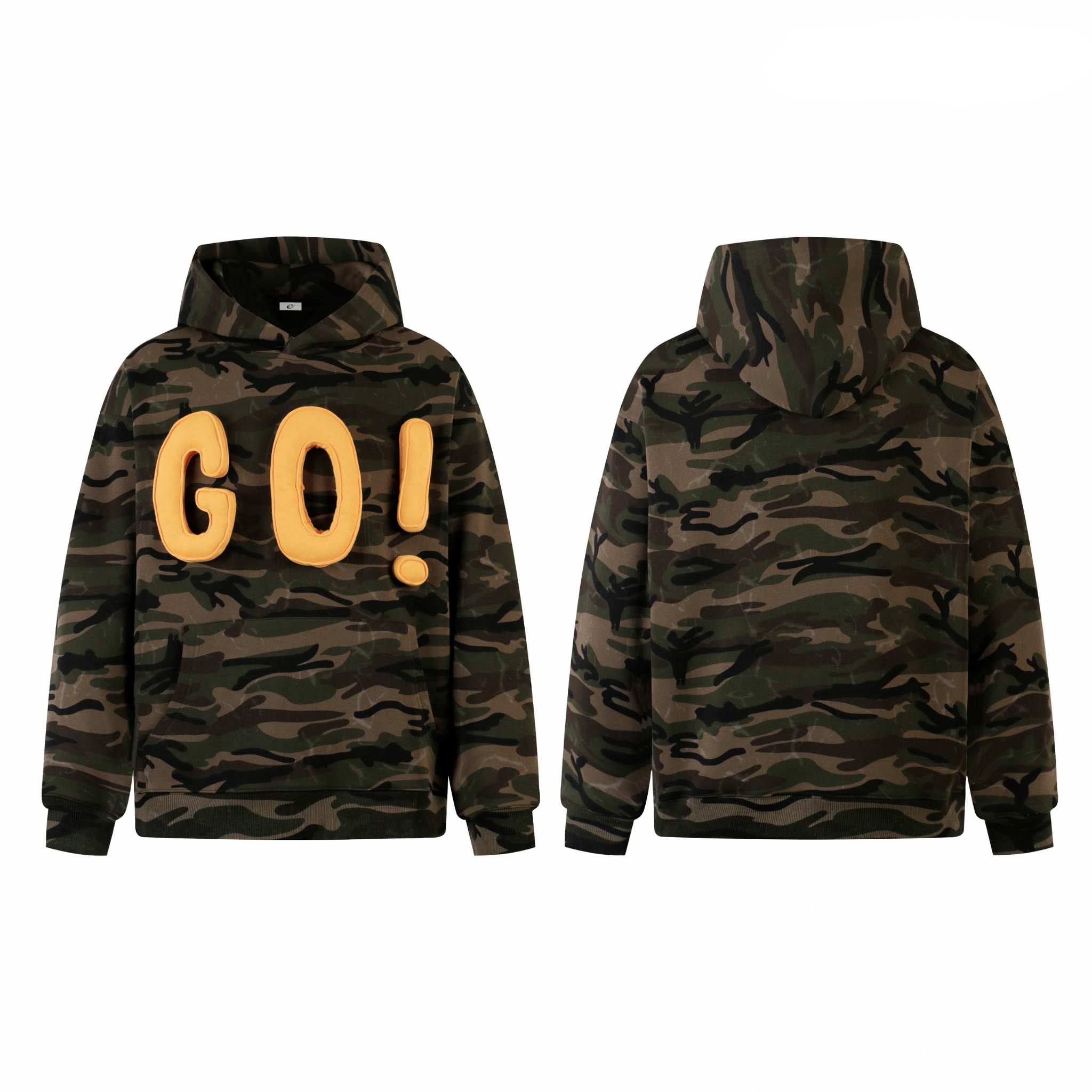 3-6-5.shop Camo “GO!” Puff Hoodie