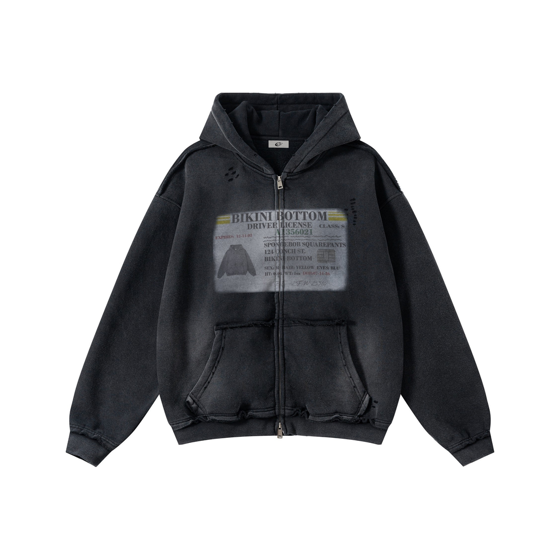 3-6-5.shop Vintage Wash Graphic Zip Hoodie