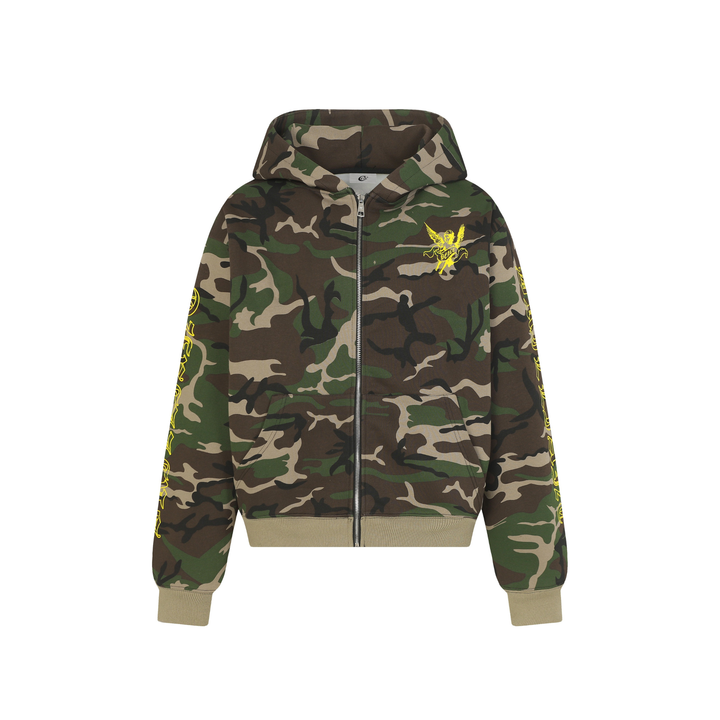 3-6-5.shop Camo Angel Graphic Zip Hoodie