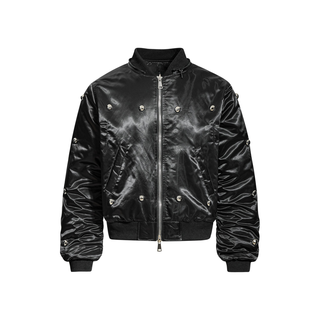 3-6-5.shop Faux Fur Collar Glossy Bomber Jacket