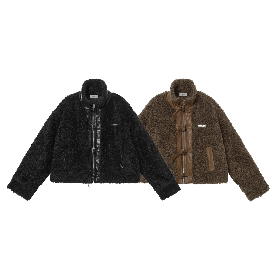 3-6-5.shop Faux Leather Patchwork Sherpa Jacket  Omirad