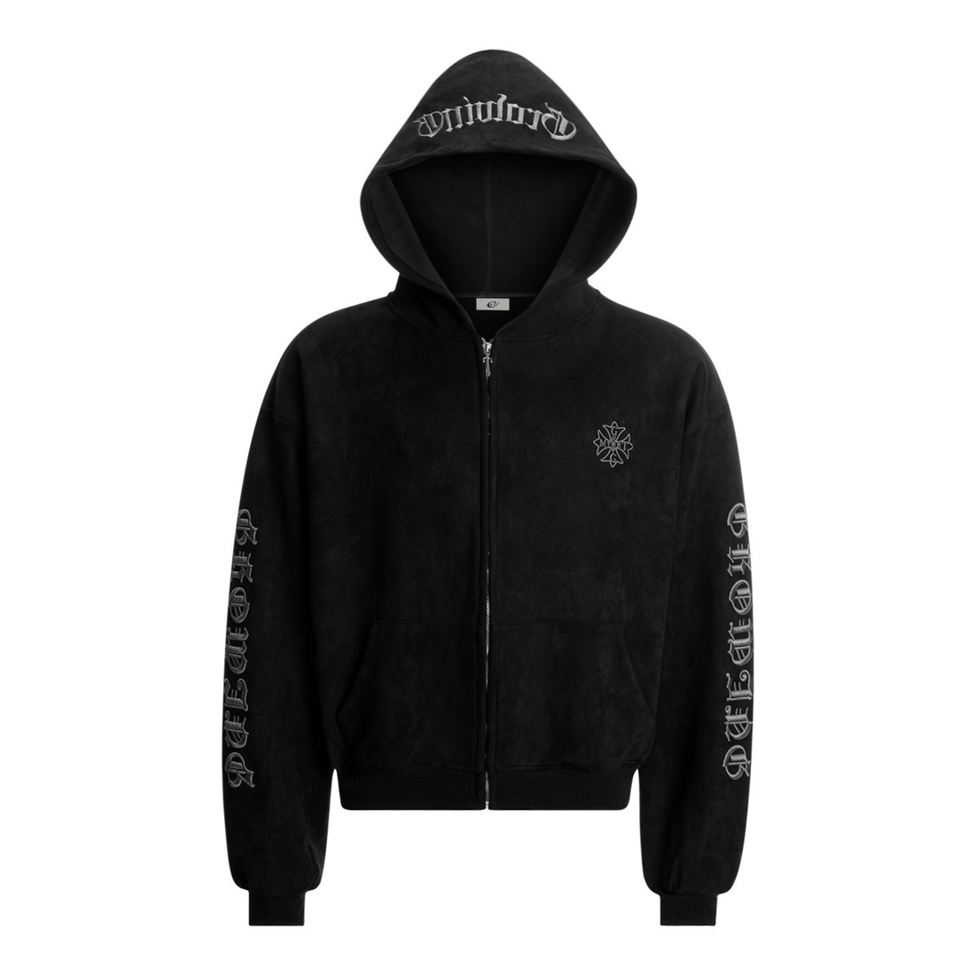 3-6-5.shop Gothic Embroidered Suede Zip Hoodie