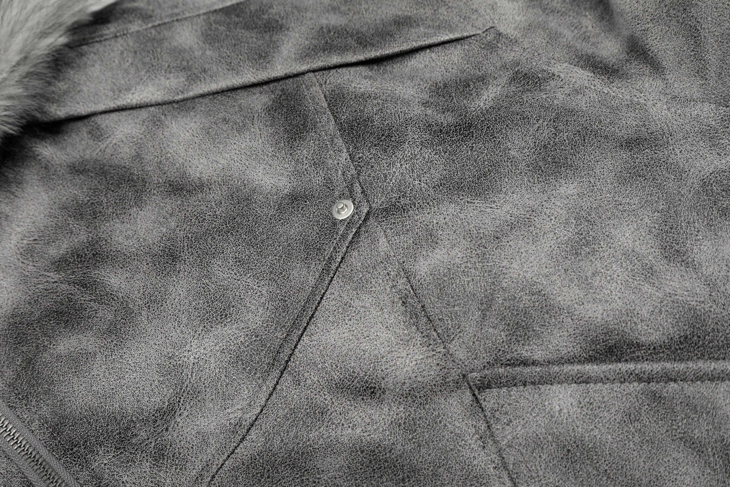 3-6-5.shop Washed Faux-Fur Hooded Jacket