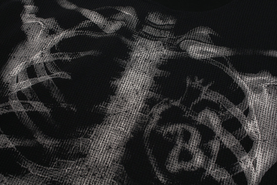 3-6-5.shop Skeleton Print Long Sleeve Tee