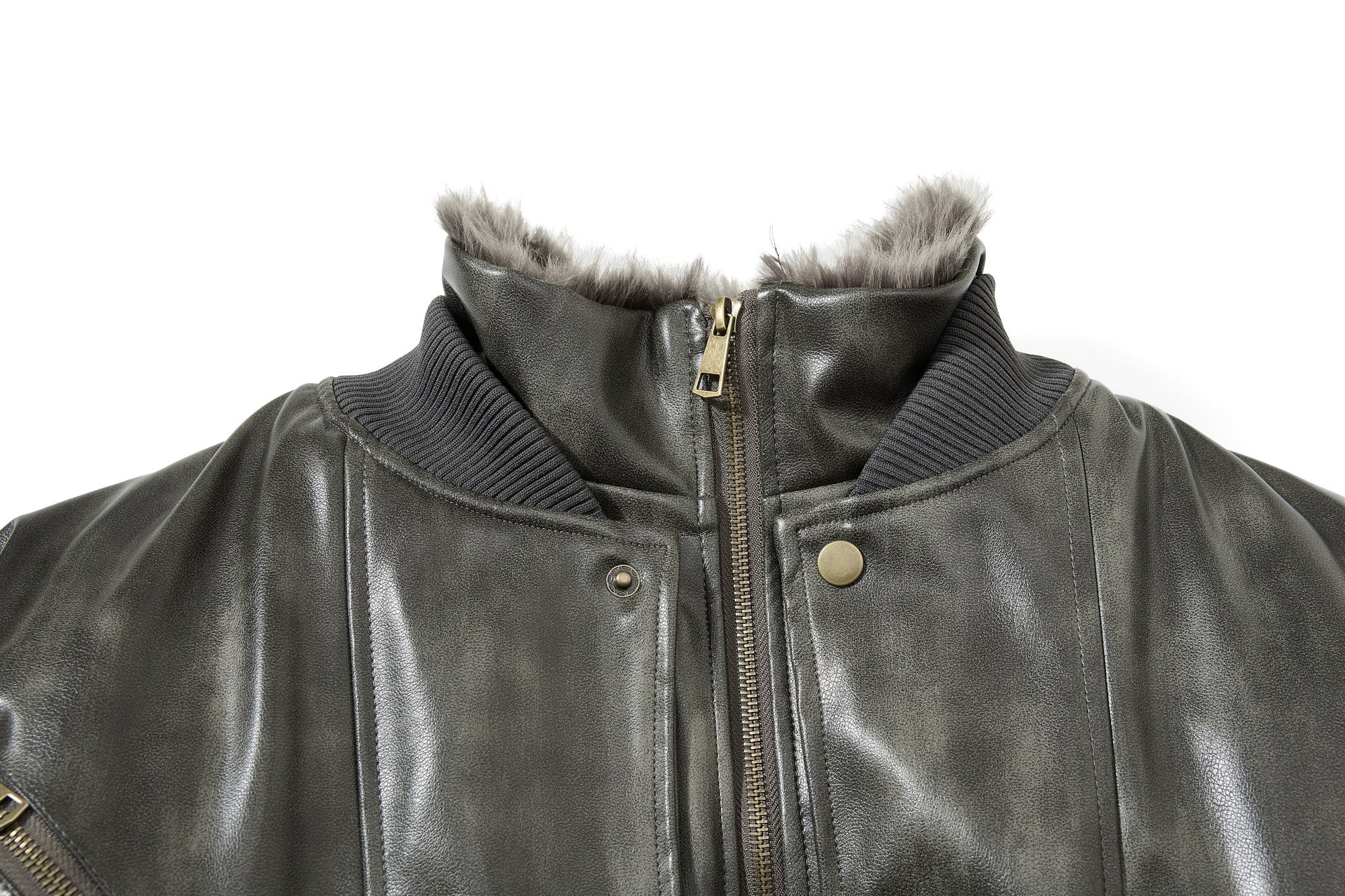 3-6-5.shop Faux Leather Bomber Jacket