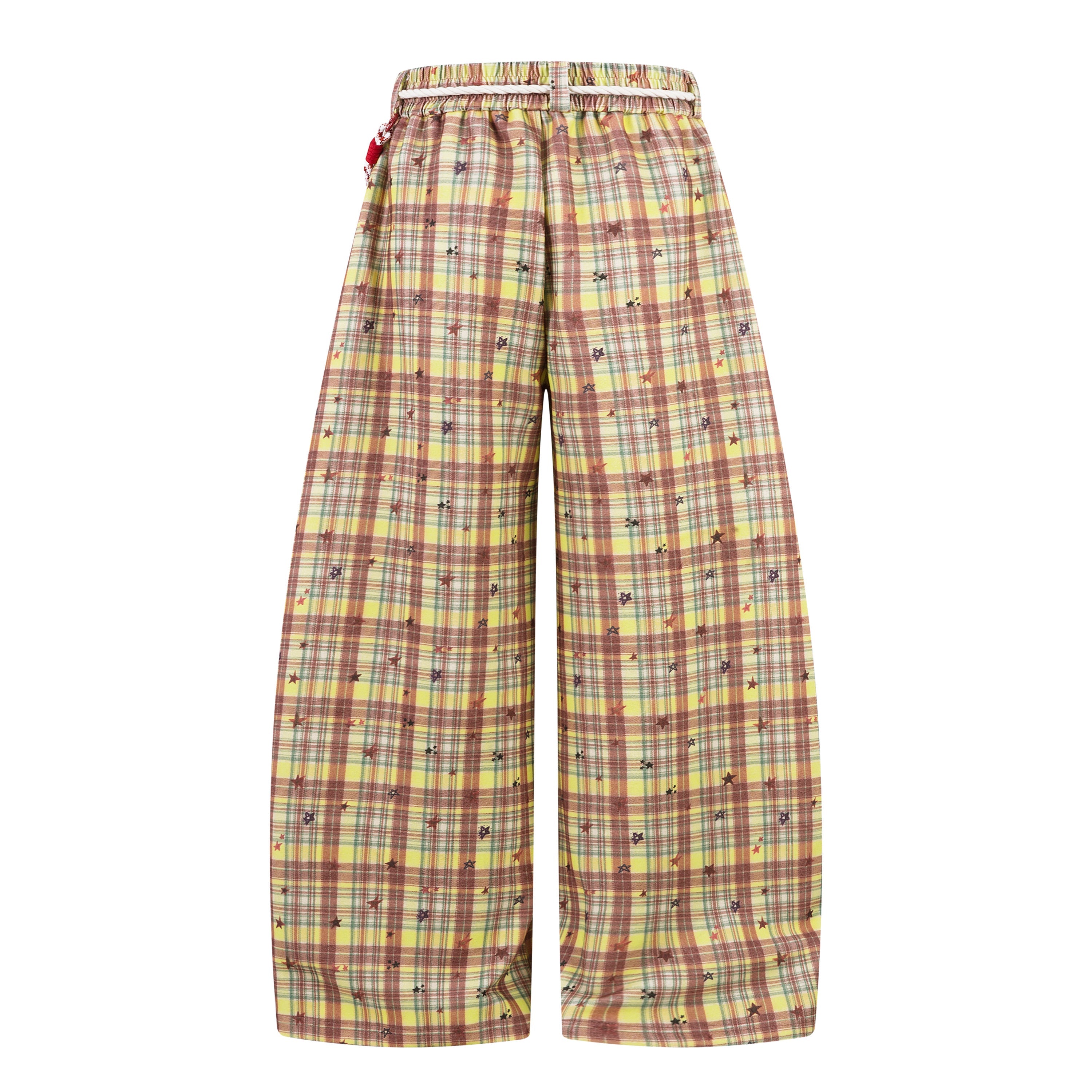 3-6-5.shop Yellow Plaid Bear Charm Pants