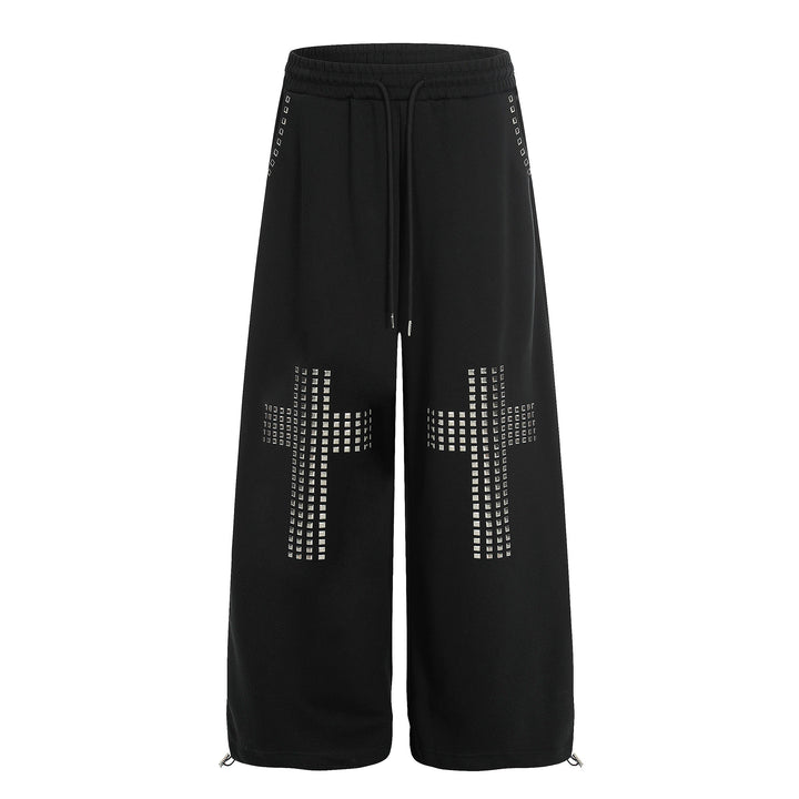 3-6-5.shop Studded Cross Wide-Leg Sweatpants