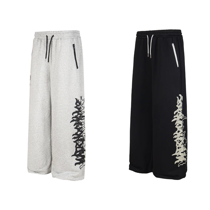 3-6-5.shop Flame Script Wide-Leg Sweatpants