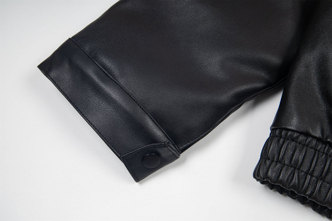 3-6-5.shop Vintage Lettering PU Jacket