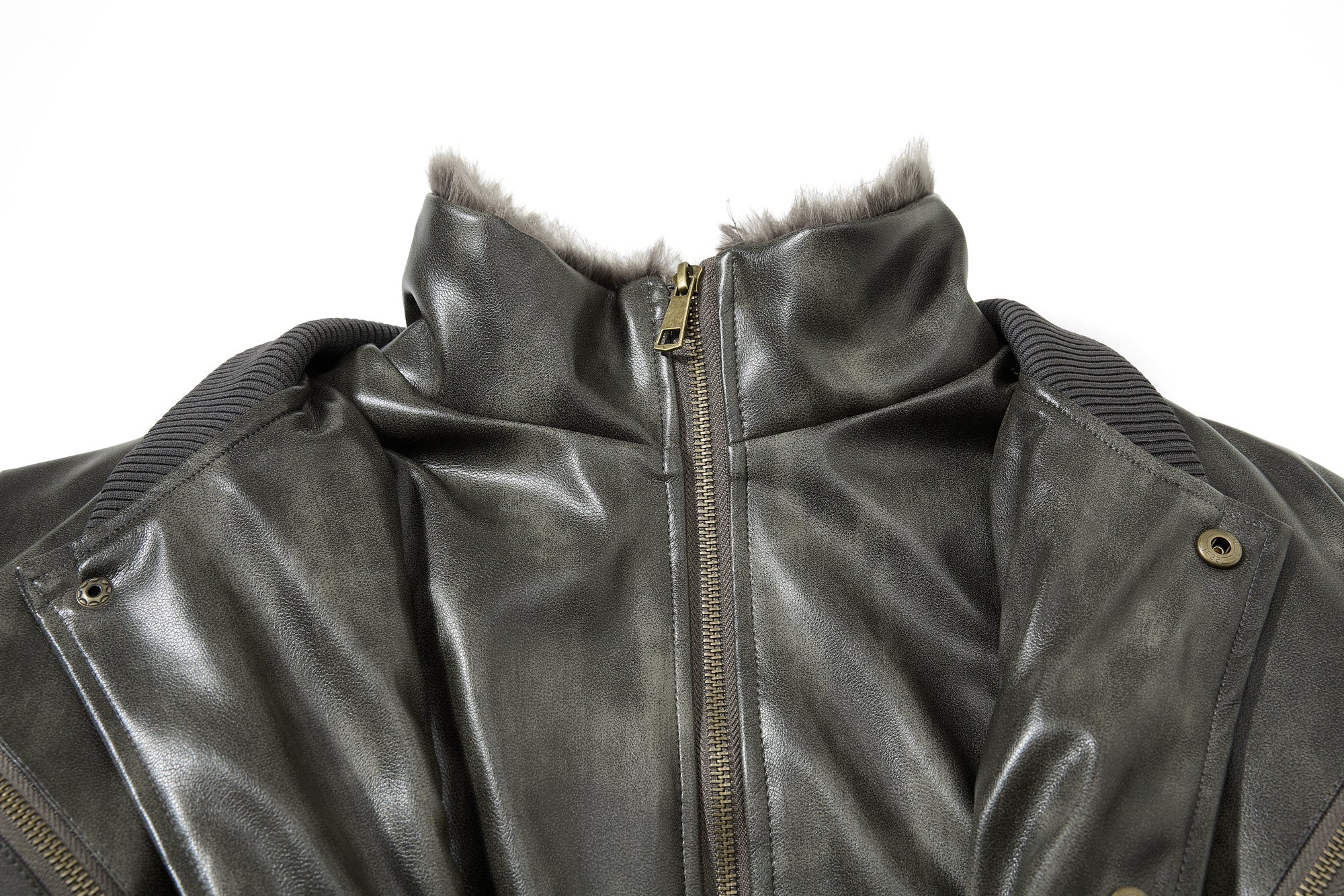3-6-5.shop Faux Leather Bomber Jacket