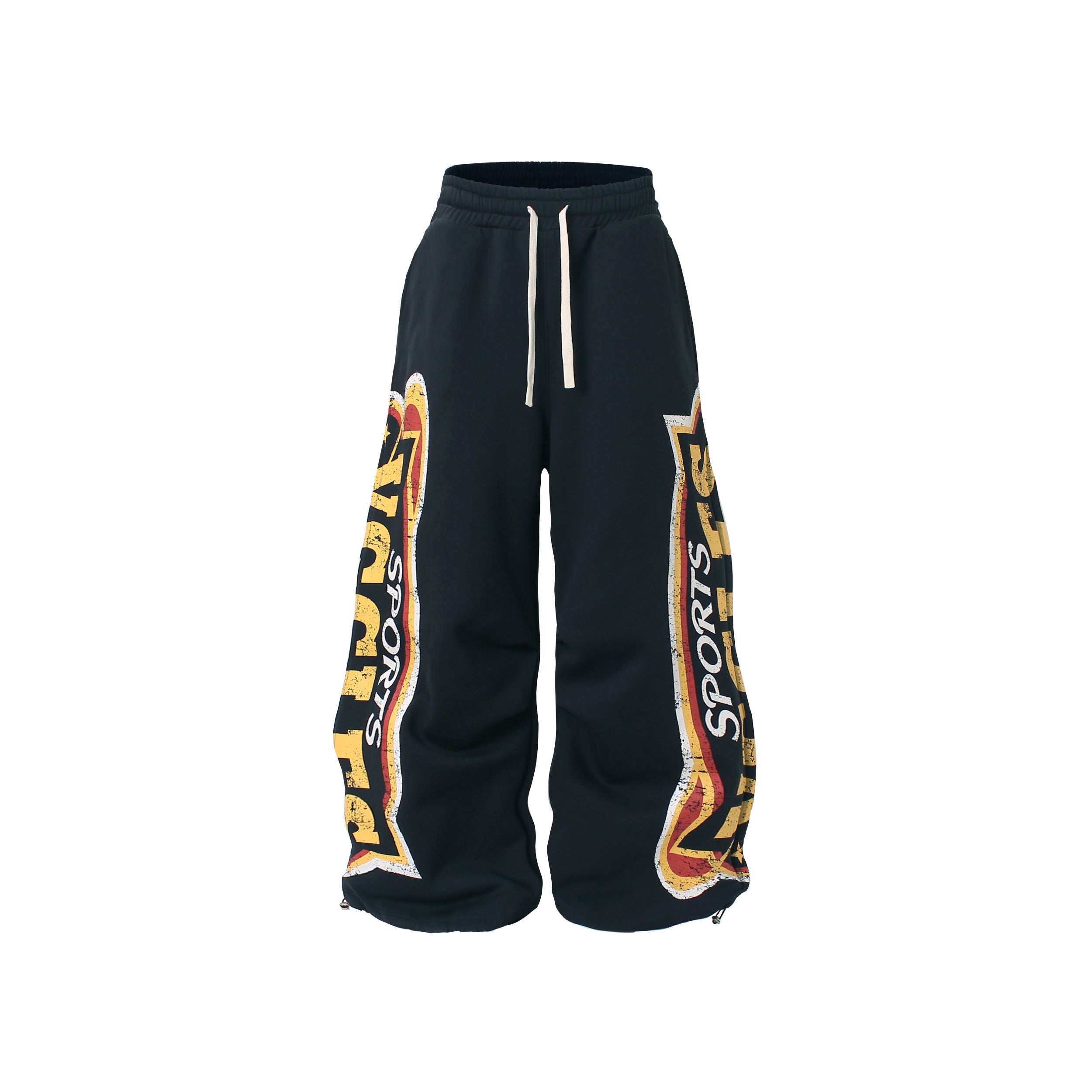 3-6-5.shop Fleece-Lined Sports Letter Wide-Leg Sweatpants