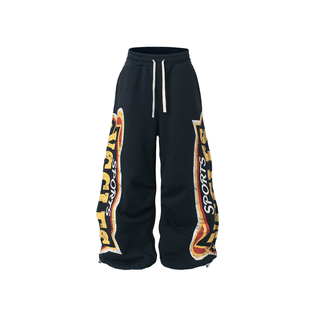 3-6-5.shop Fleece-Lined Sports Letter Wide-Leg Sweatpants
