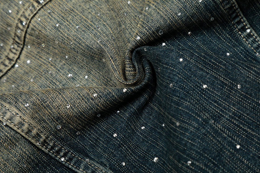 3-6-5.shop Rhinestone Gradient Denim Jacket