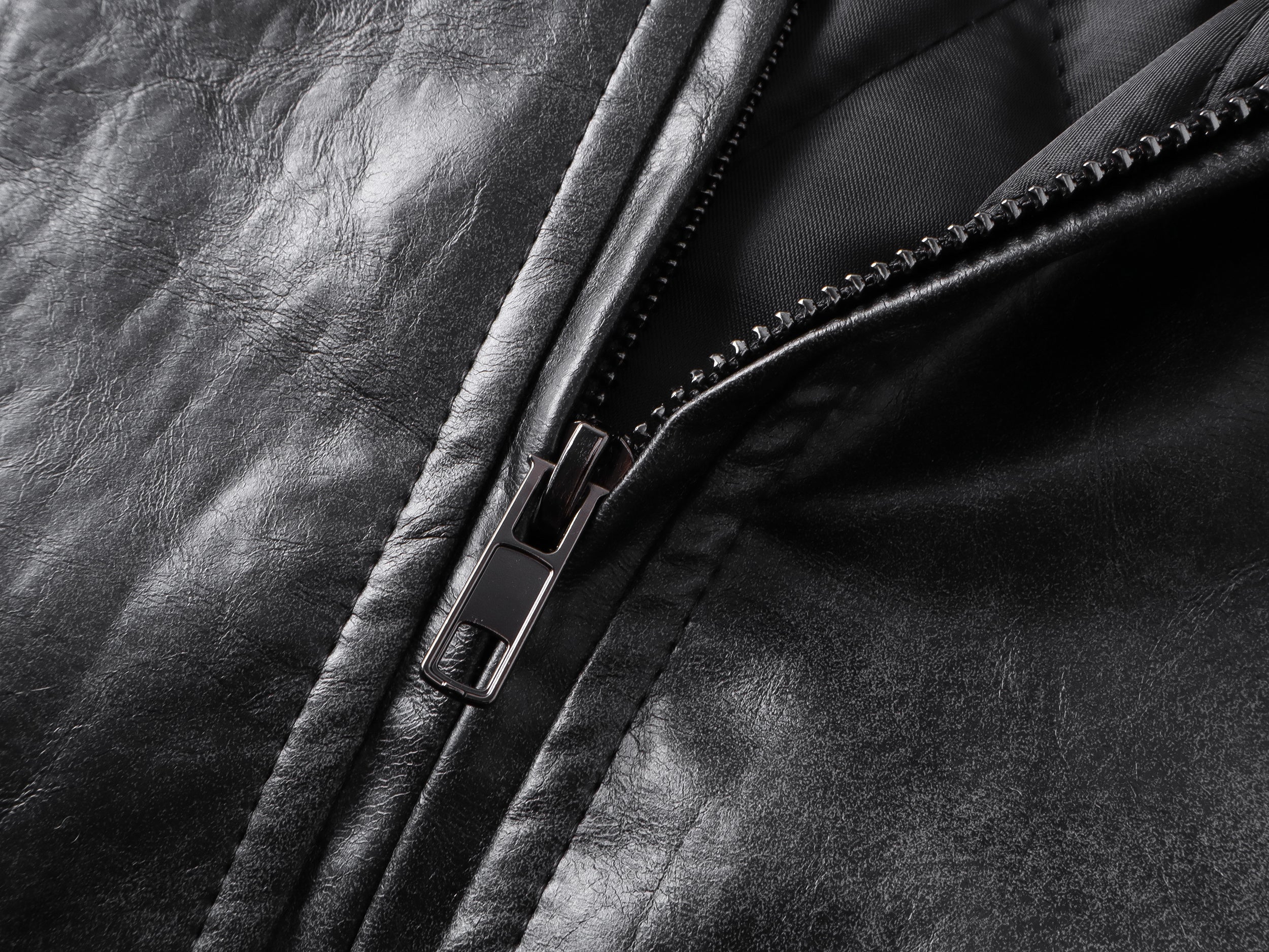 3-6-5.shop Vintage PU Bomber Jacket
