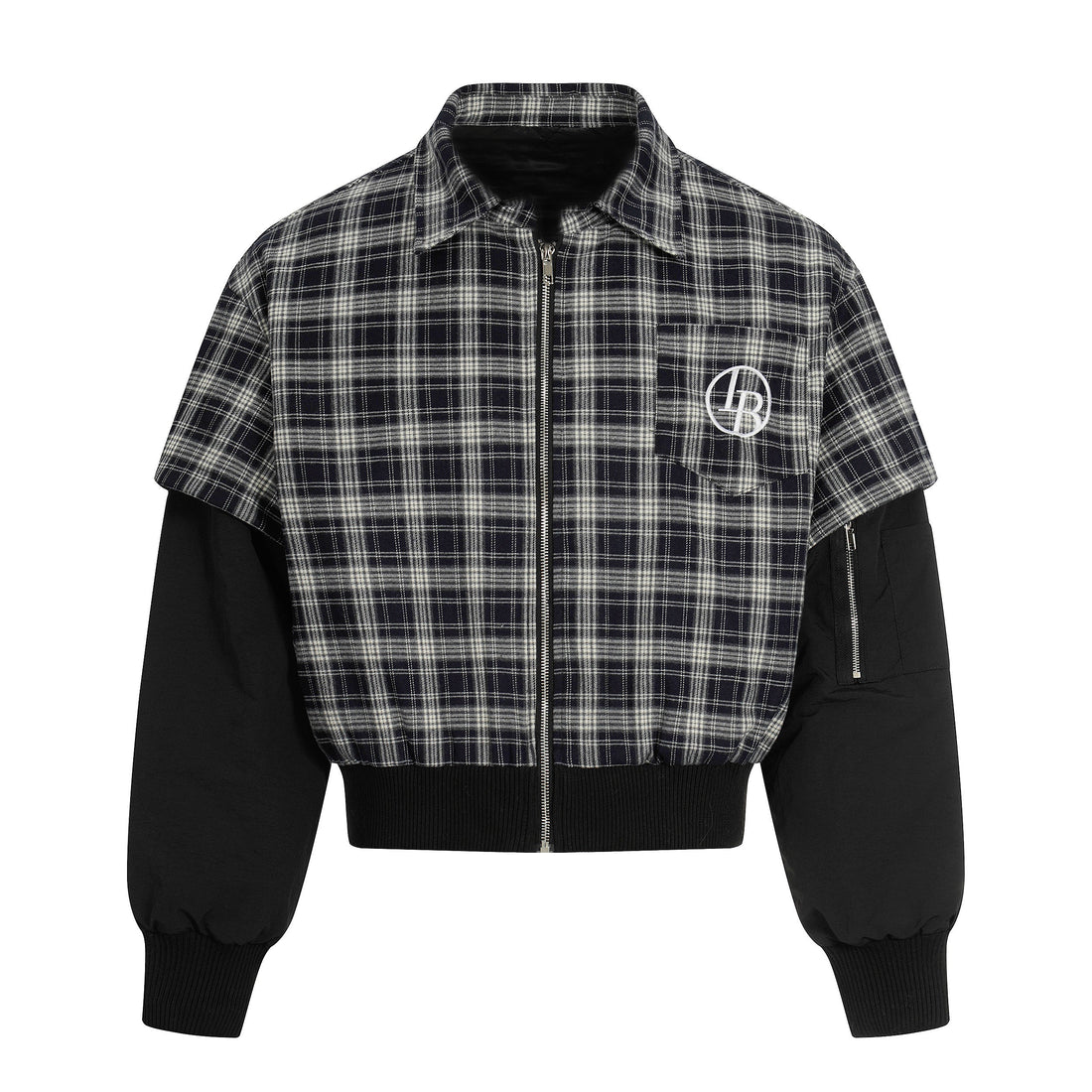 3-6-5.shop Plaid Hybrid Bomber Jacket