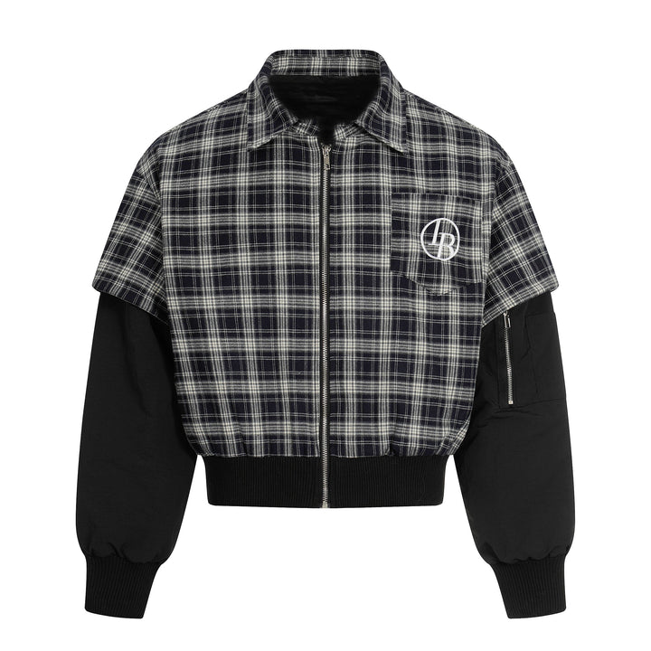 3-6-5.shop Plaid Hybrid Bomber Jacket