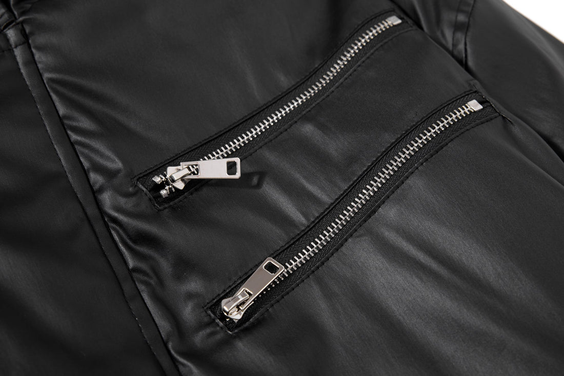 3-6-5.shop Dual-Zip PU Bomber Jacket