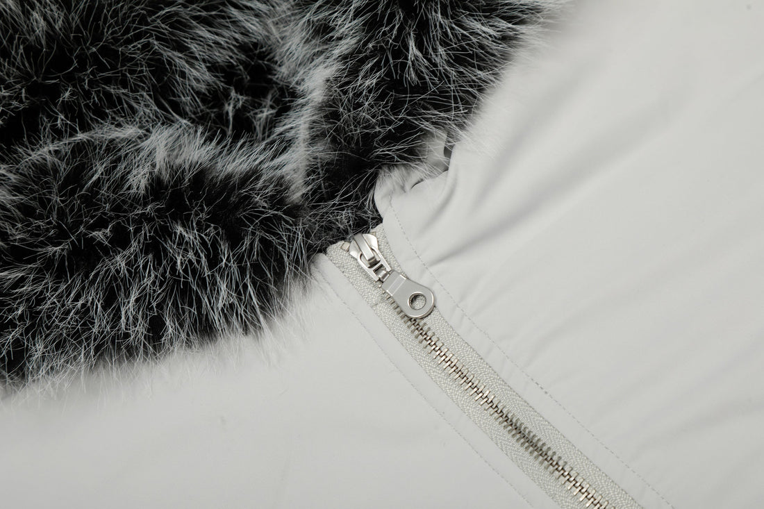 3-6-5.shop Faux Fur Hood Utility Bomber Jacket