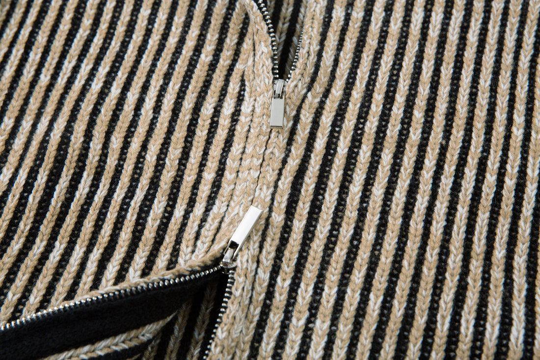3-6-5.shop Striped Textured Zip Jacket