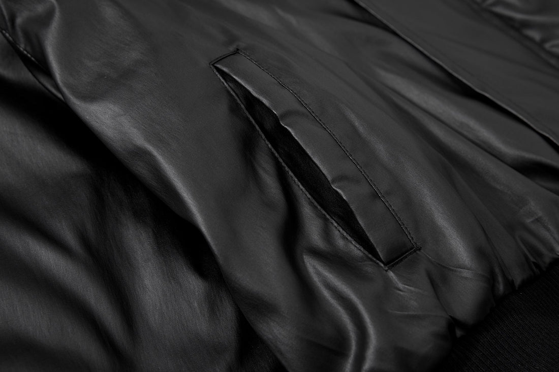 3-6-5.shop Dual-Zip PU Bomber Jacket