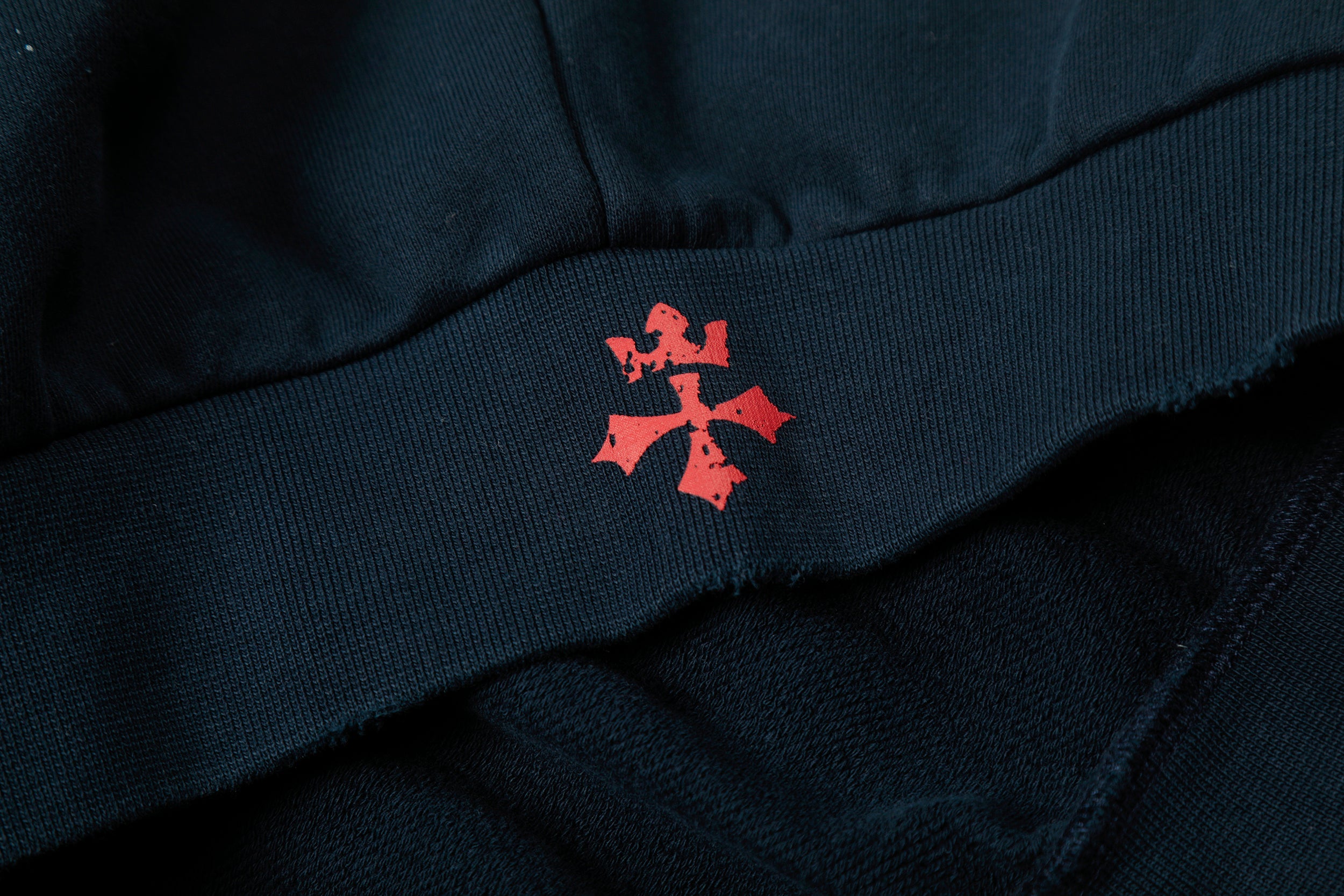 3-6-5.shop Distressed Crest Zip-Up Hoodie