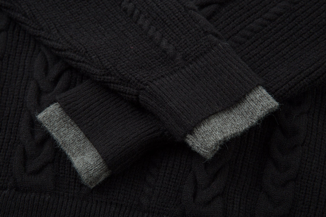 3-6-5.shop Vintage Cable Knit Polo Sweater
