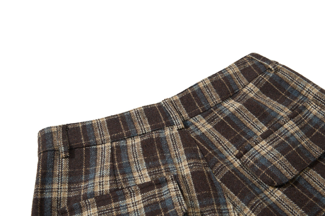 3-6-5.shop Vintage Check Wool-Blend Cargo Pants