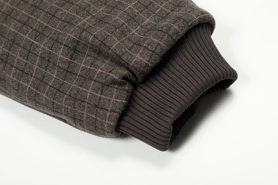3-6-5.shop Check Pattern Faux Fur Collar Jacket