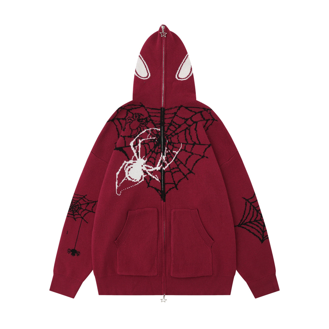 3-6-5.shop Spider Web Knit Zip Hoodie
