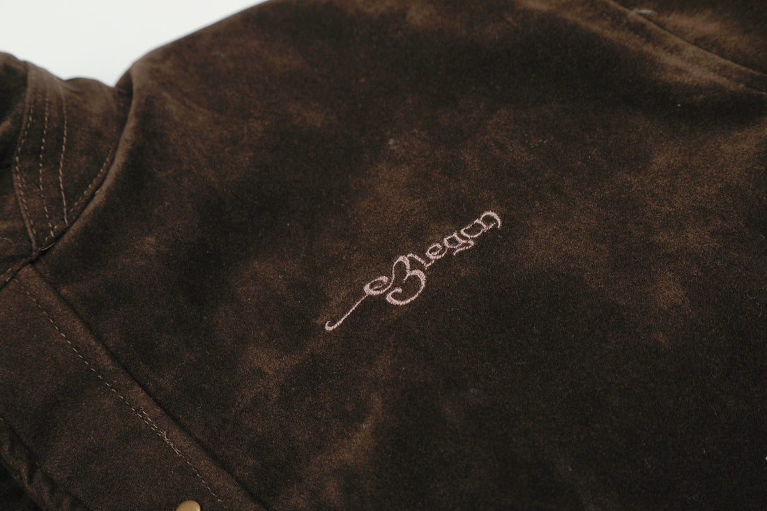 3-6-5.shop Embroidered Suede Metal Clasp Jacket