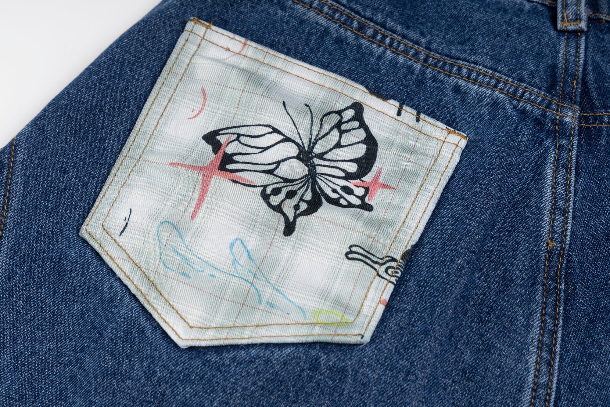 3-6-5.shop Bunny Ribbon Curved Jeans