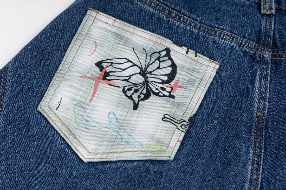 3-6-5.shop Bunny Ribbon Curved Jeans