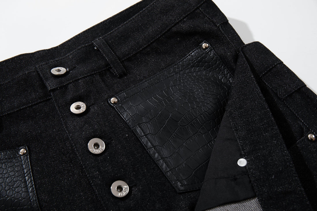 3-6-5.shop Wide Leg Button Fly Denim Pants