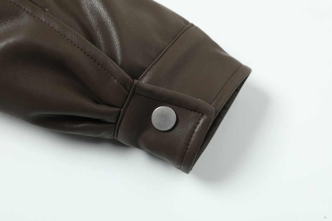 3-6-5.shop Fireman-Clasp PU Jacket