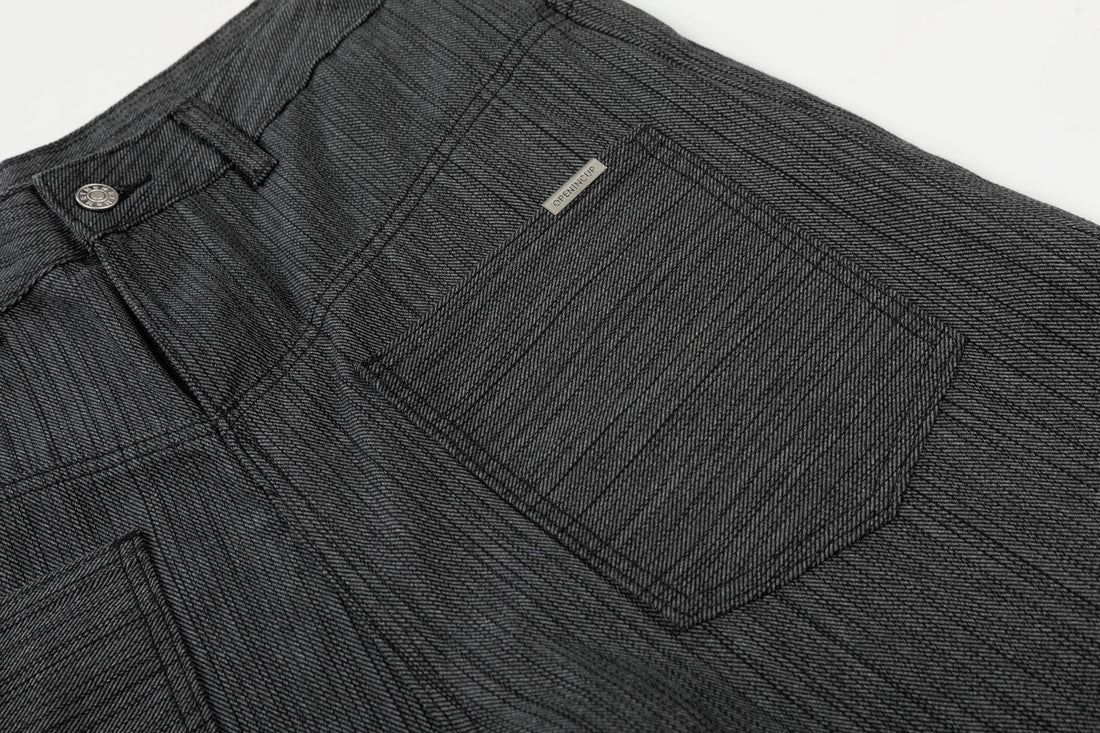 3-6-5.shop Textured Wide-Leg Utility Pants