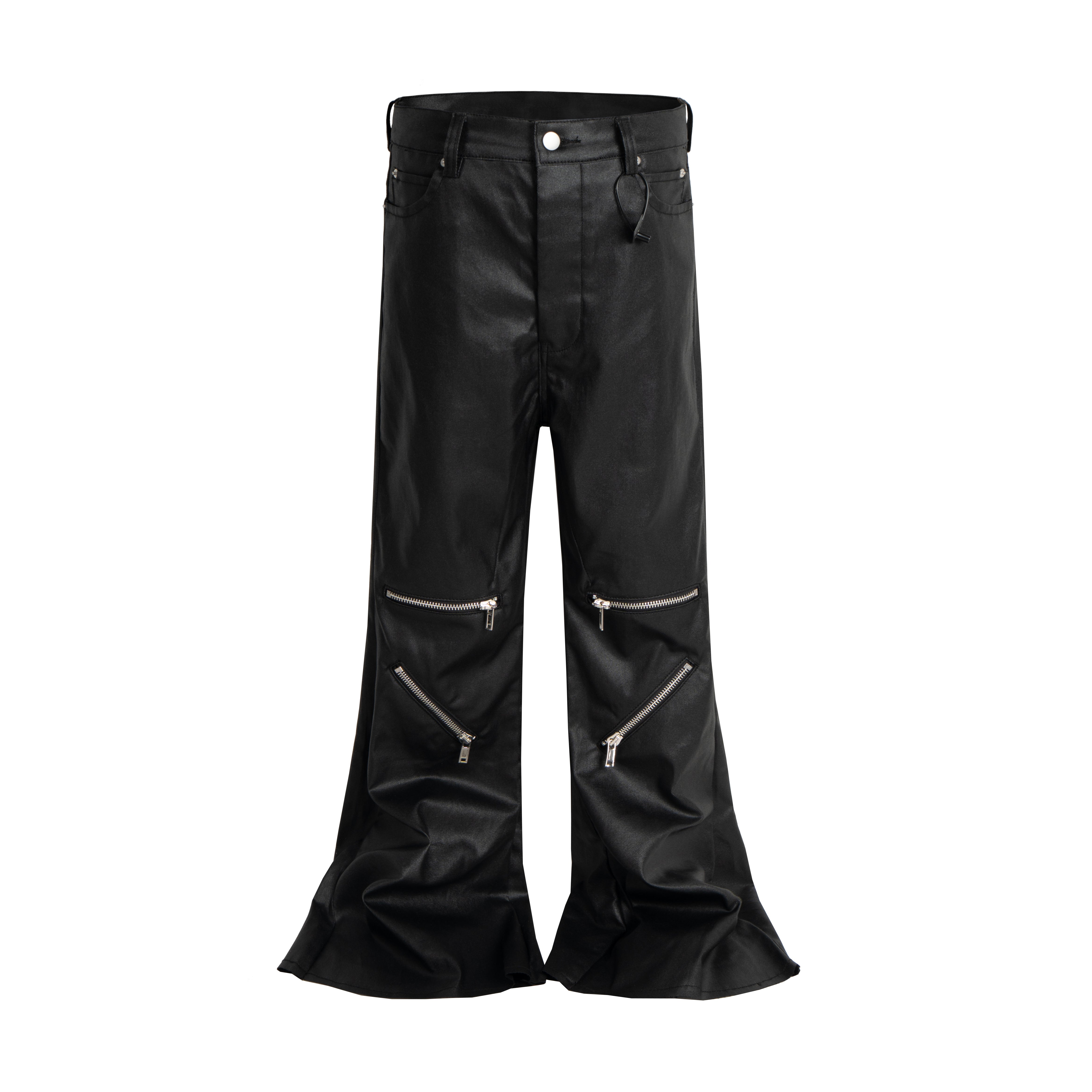 3-6-5.shop Blade-Cut Zip Leather Pants