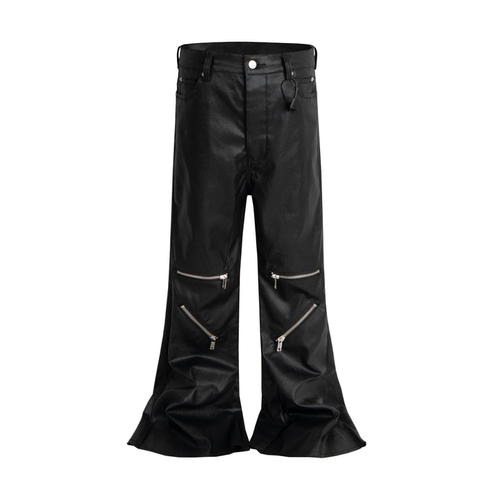 3-6-5.shop Blade-Cut Zip Leather Pants