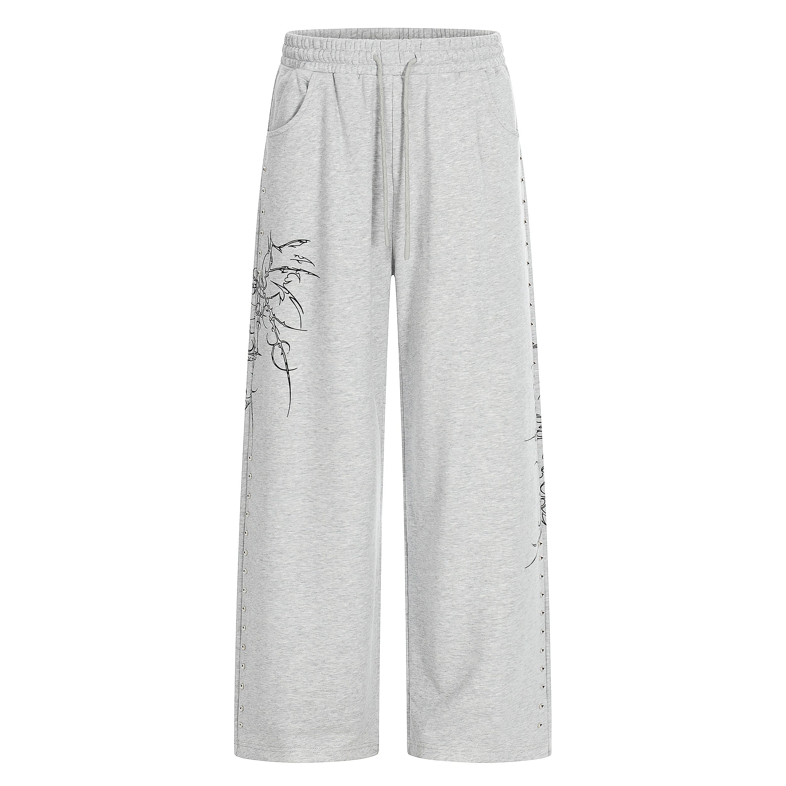 3-6-5.shop Gothic Line Graphic Wide-Leg Sweatpants