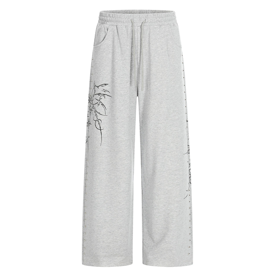 3-6-5.shop Gothic Line Graphic Wide-Leg Sweatpants