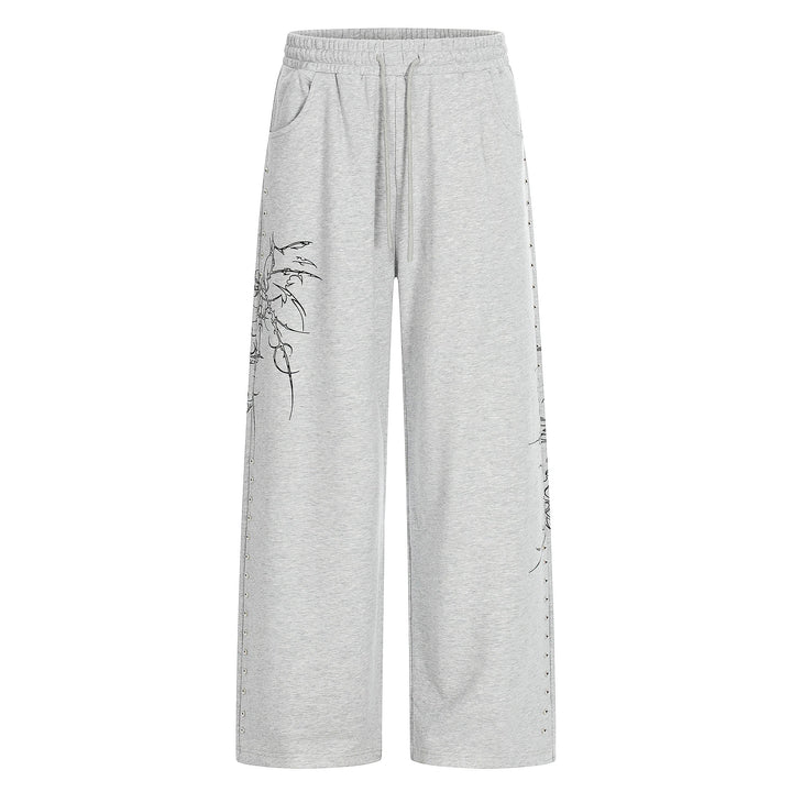 3-6-5.shop Gothic Line Graphic Wide-Leg Sweatpants