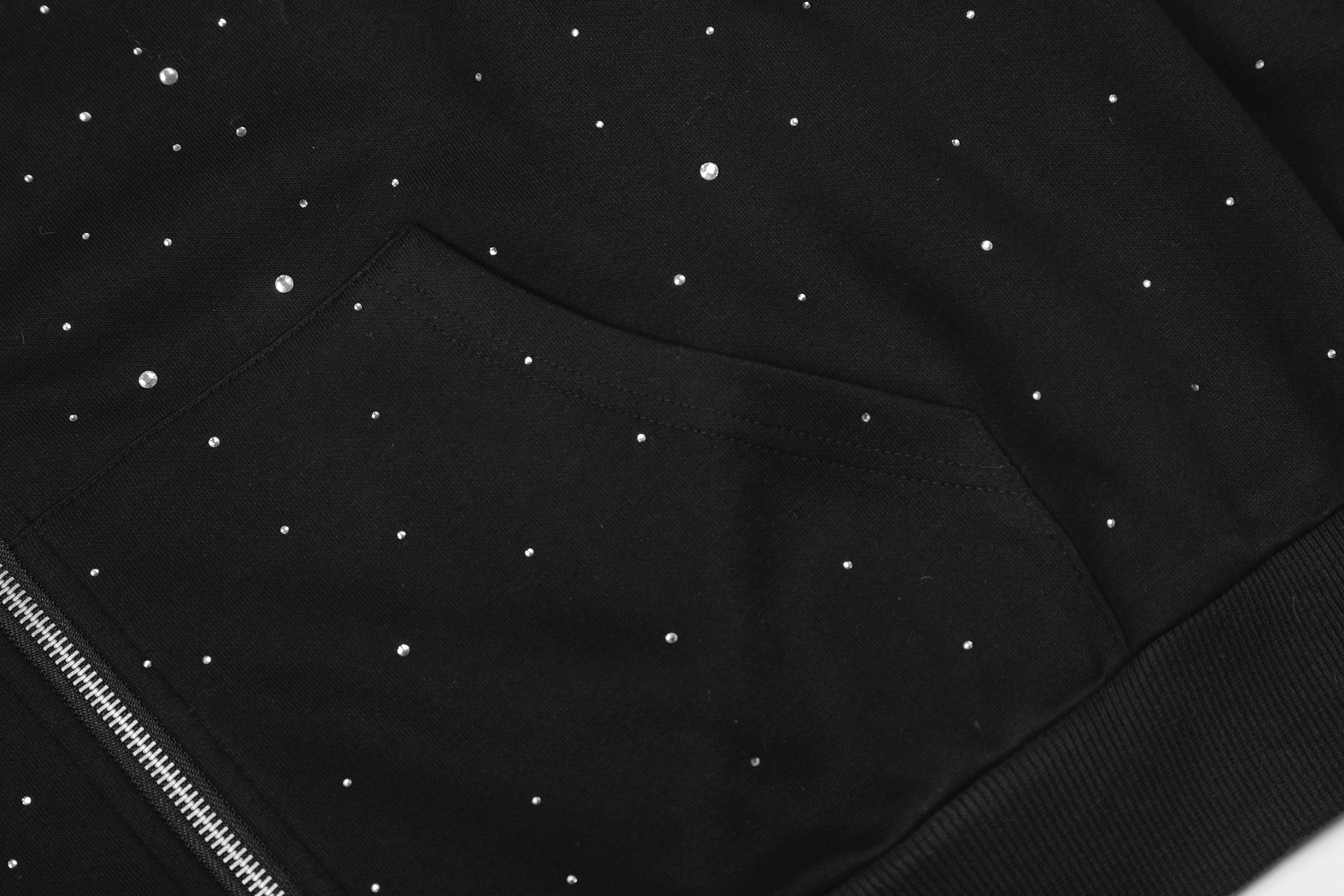 3-6-5.shop All-Over Rhinestone Zip Hoodie