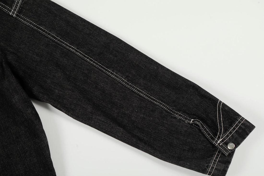 3-6-5.shop Buckle Denim Jacket – Black