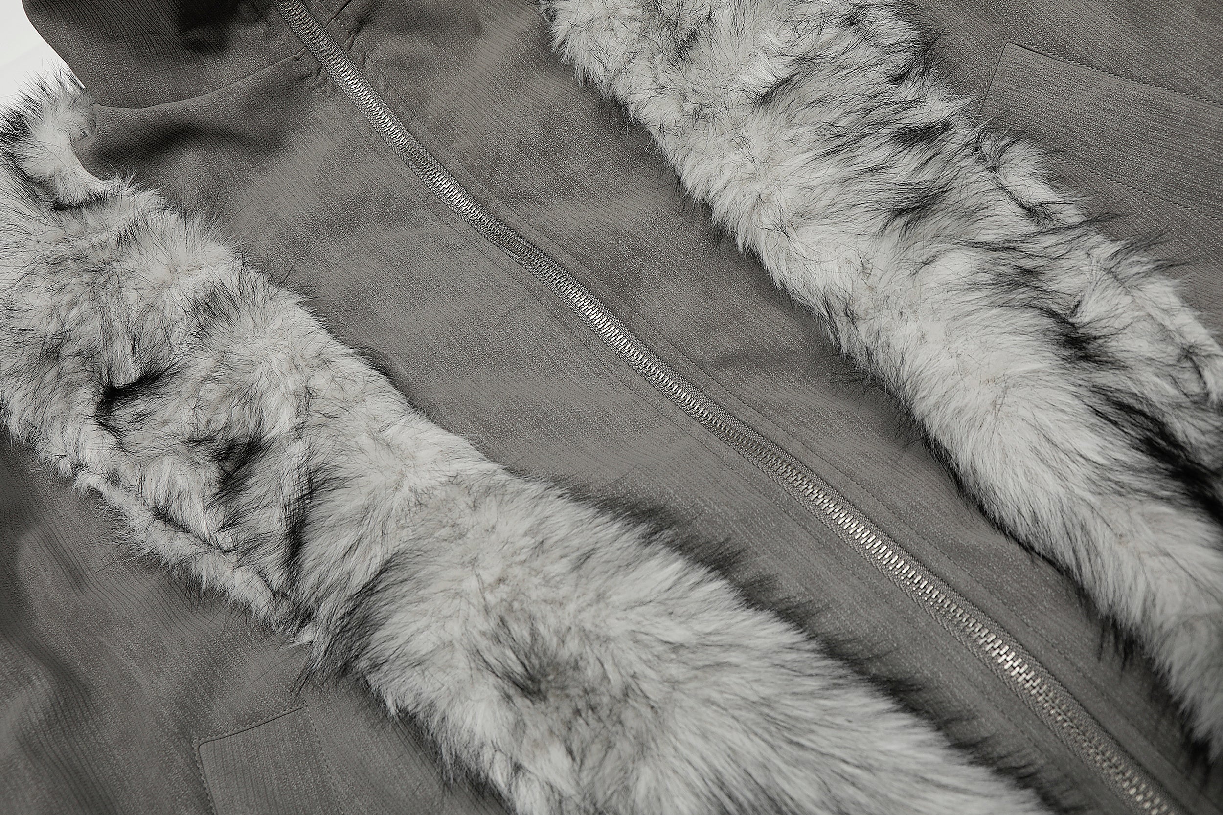 3-6-5.shop Faux Fur Trim High-Neck Bomber Jacket